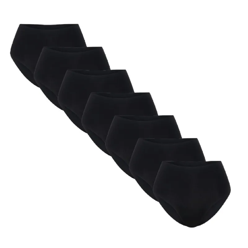 7-Pack High-Rise Bikini Brief - Seamless Ultrasmooth - Black sold by Peach Underwear