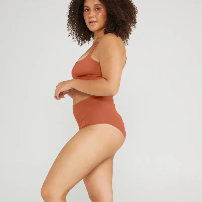 High-Rise Bikini - Seamless Cotton - Spice sold by Peach Underwear