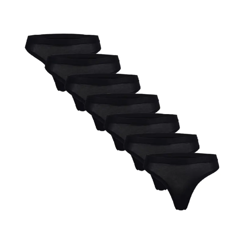 7-Pack Original Thong - Bamboo Butter - Black sold by Peach Underwear