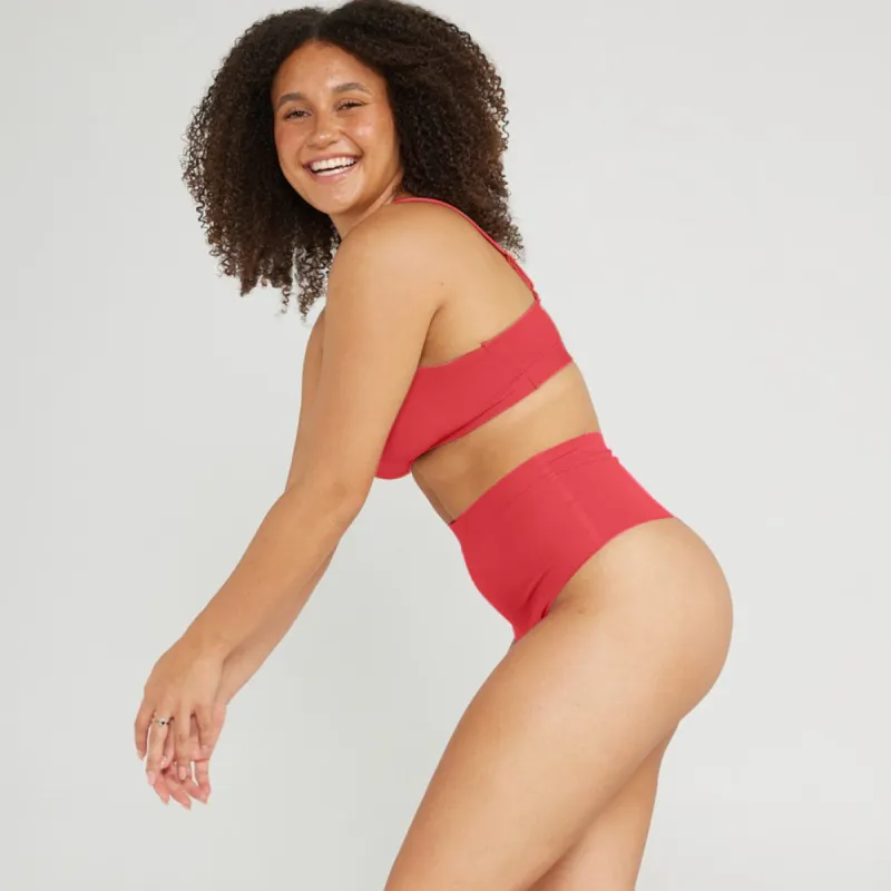 High-Rise Thong - Seamless Cotton - Rosewood sold by Peach Underwear
