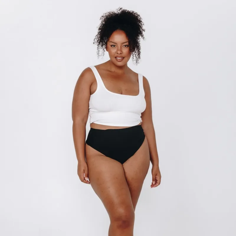 High-Rise Thong - Seamless Cotton - Black sold by Peach Underwear