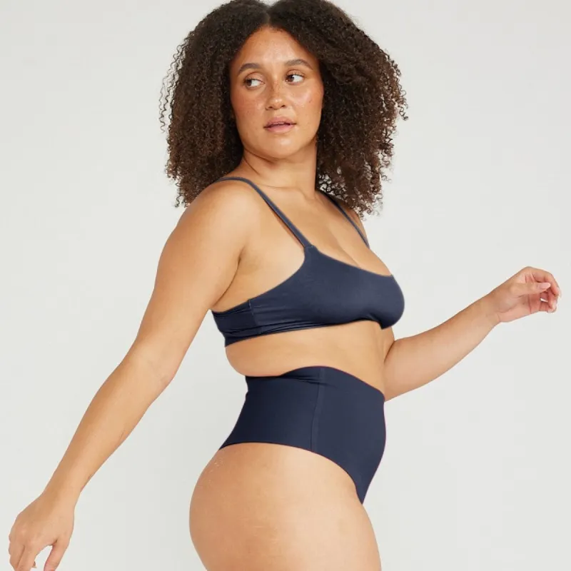 High-Rise Thong - Seamless Cotton - Ink sold by Peach Underwear
