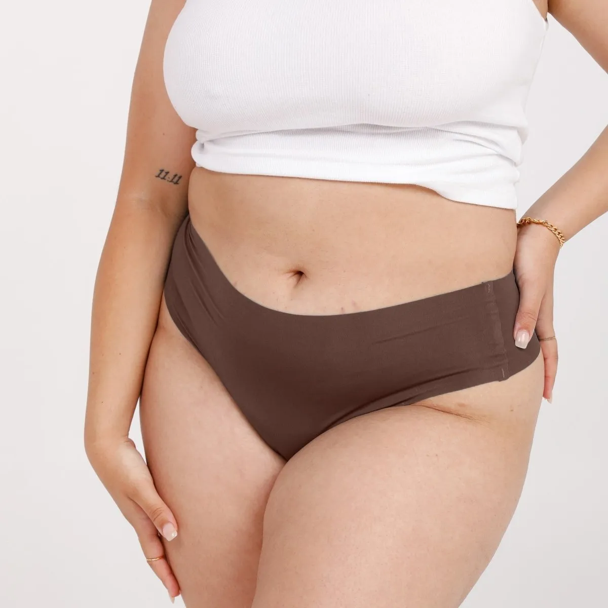 Mid-Rise Thong - Seamless Ultrasmooth - Peppercorn sold by Peach Underwear product image thumbnail 3