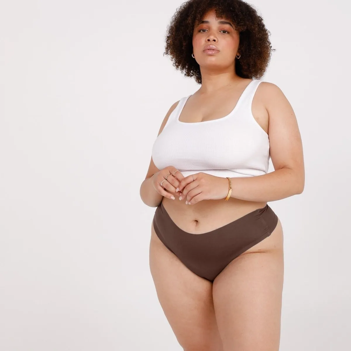 Mid-Rise Thong - Seamless Ultrasmooth - Peppercorn sold by Peach Underwear