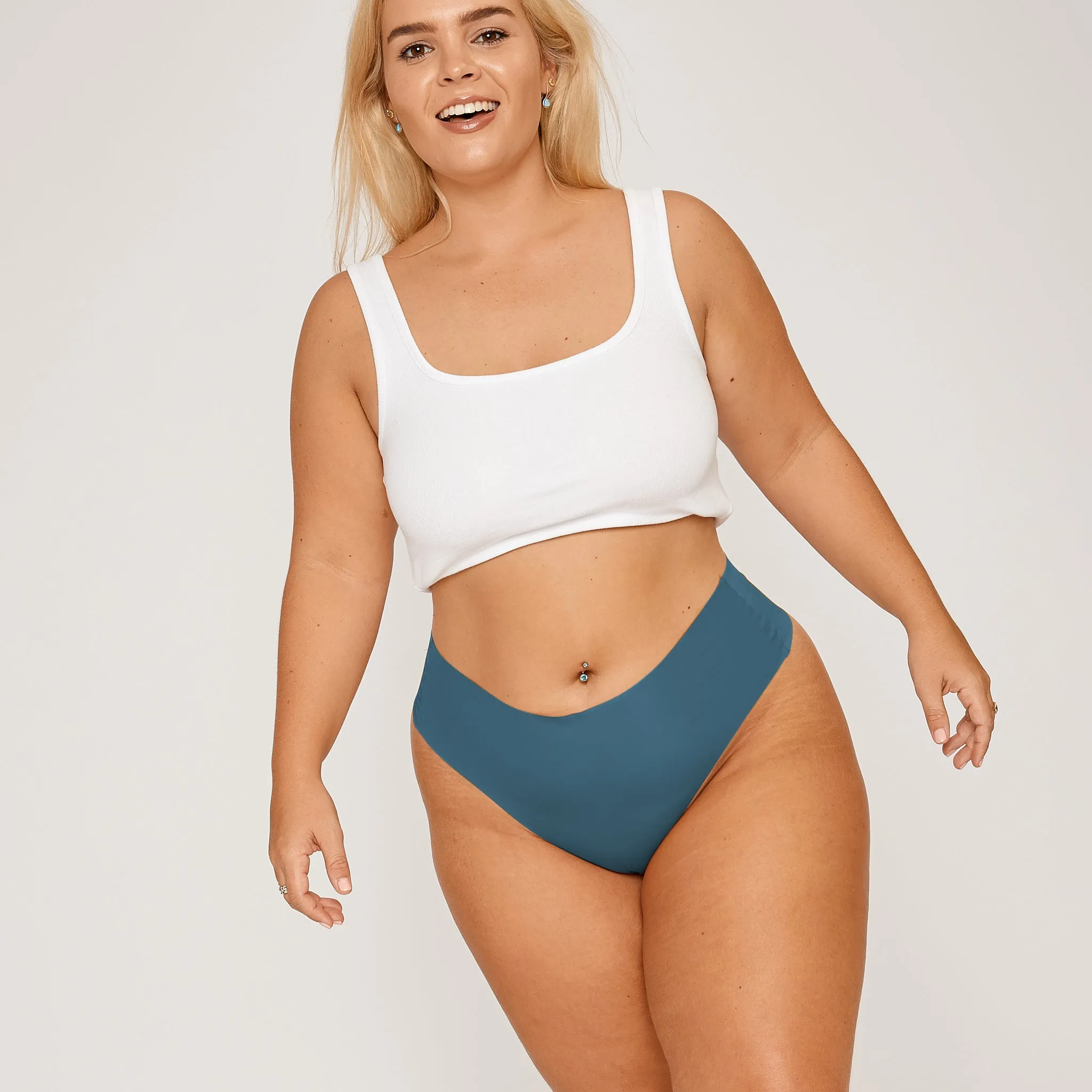 Mid-Rise Thong - Seamless Ultrasmooth - Neptune sold by Peach Underwear