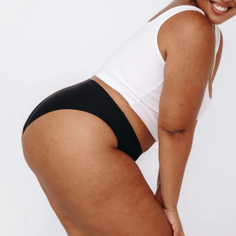 Mid-Rise Bikini - Seamless Cotton - Black sold by Peach Underwear