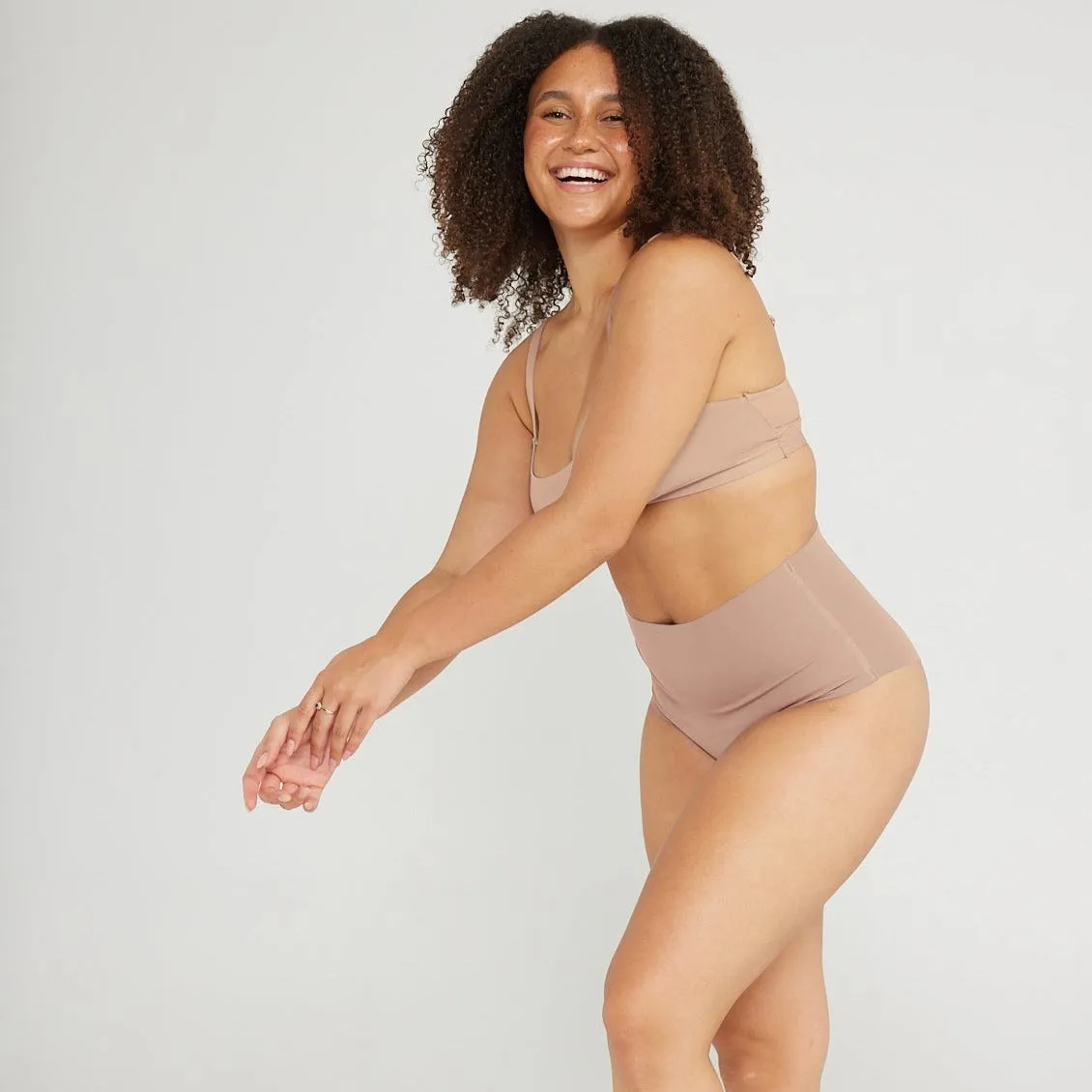 High-Rise Cheeky - Seamless Cotton - Latte sold by Peach Underwear