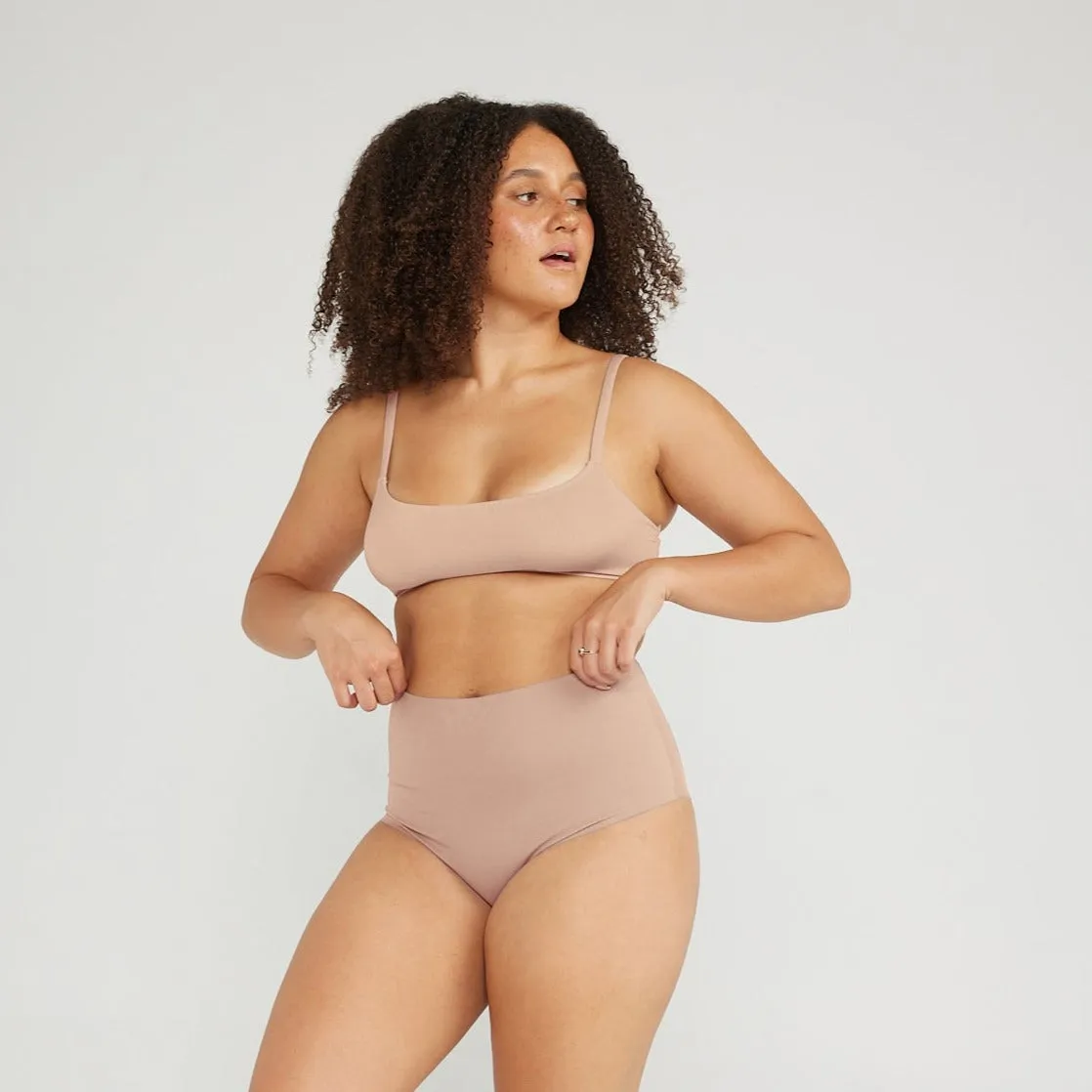 High-Rise Cheeky - Seamless Cotton - Latte sold by Peach Underwear product image thumbnail 3