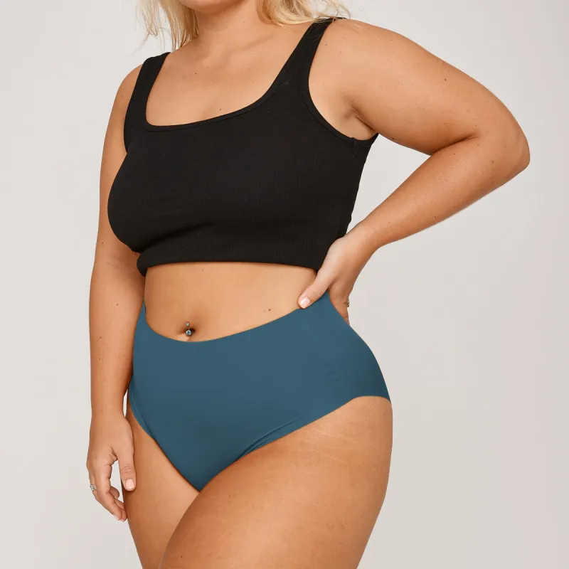 High-Rise Bikini Brief - Seamless Ultrasmooth - Neptune sold by Peach Underwear