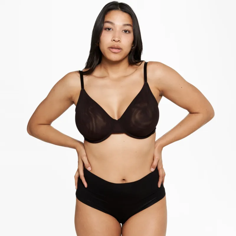 Underwire Mesh Bra - Black sold by Peach Underwear