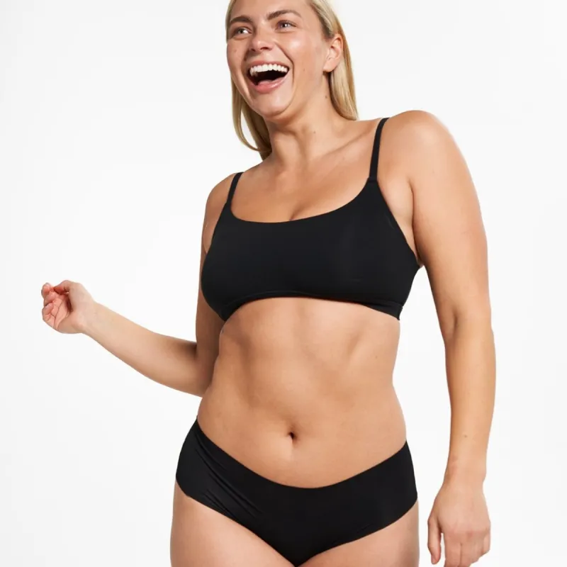 Mid-Rise Cheeky - Seamless Eco 2.0 - Black sold by Peach Underwear