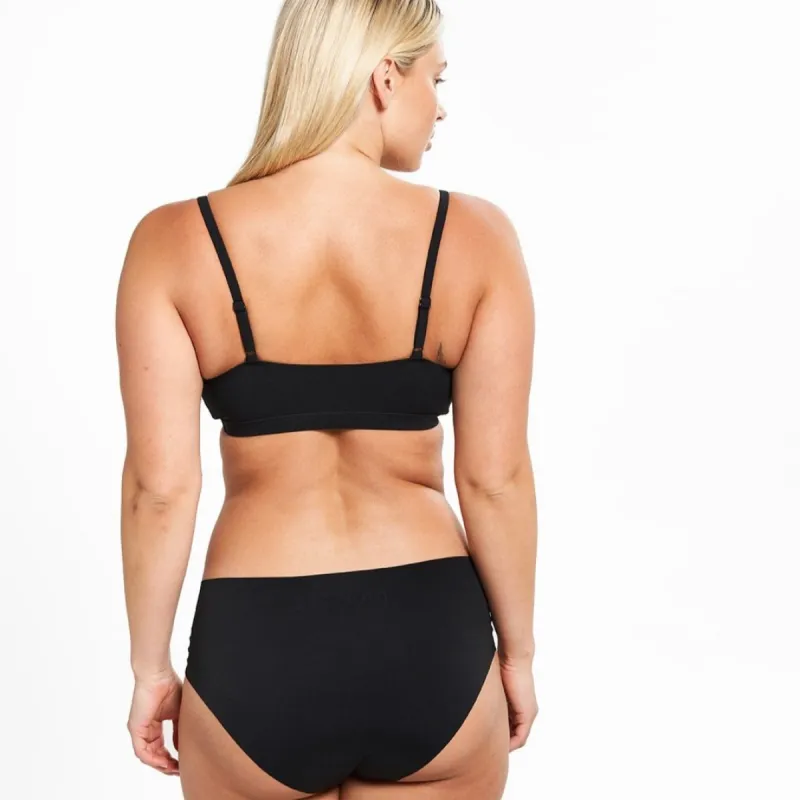 Mid-Rise Bikini Brief - Seamless Ultrasmooth 2.0 - Black sold by Peach Underwear