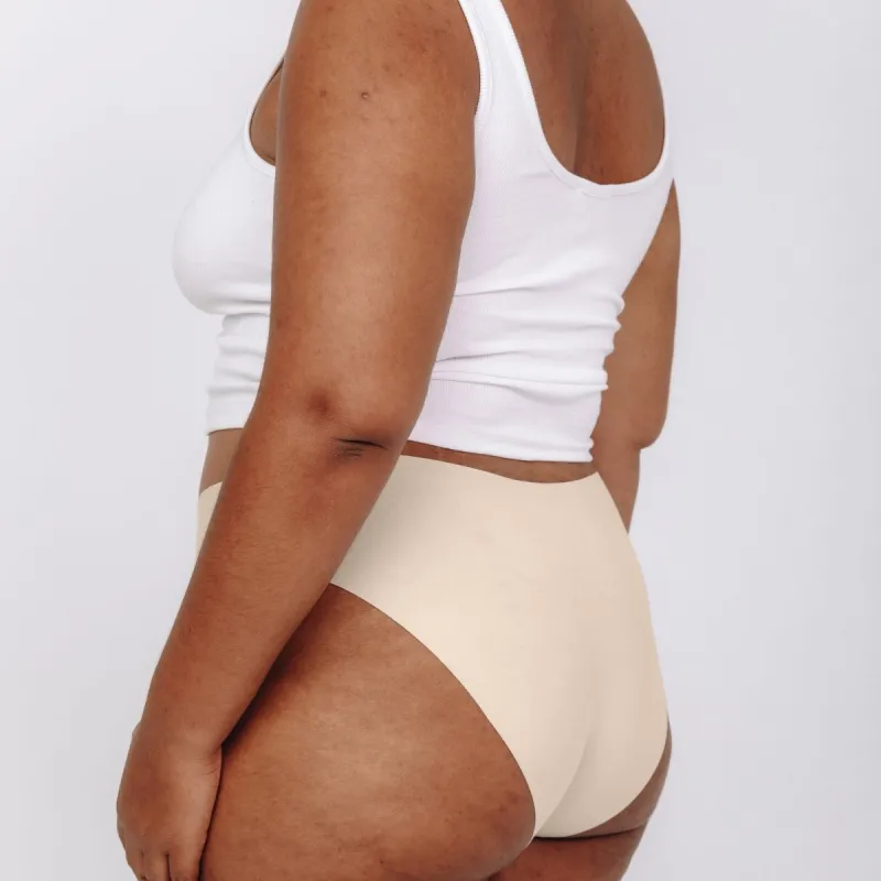 Mid-Rise Bikini - Seamless Cotton - Buttermilk sold by Peach Underwear