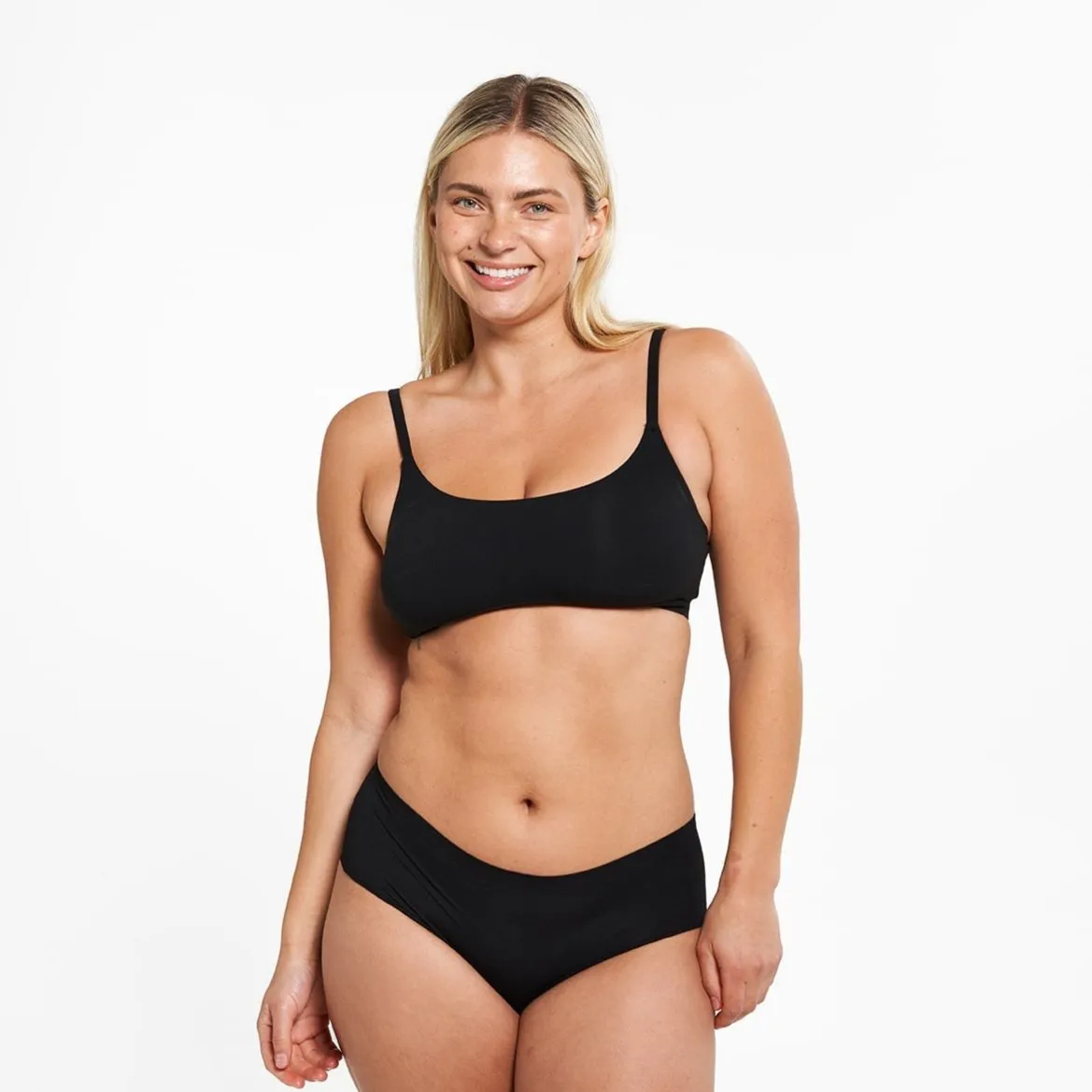 Mid-Rise Bikini - Seamless Eco 2.0 - Black sold by Peach Underwear