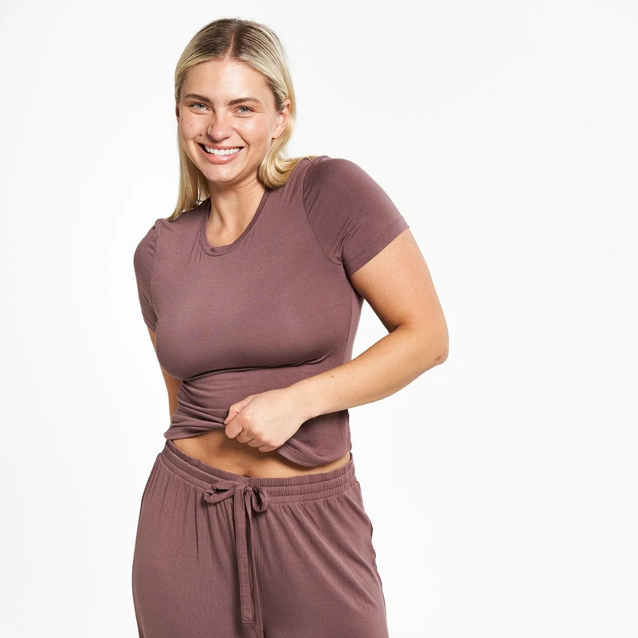 Sleep Short Sleeve - Peppercorn sold by Peach Underwear