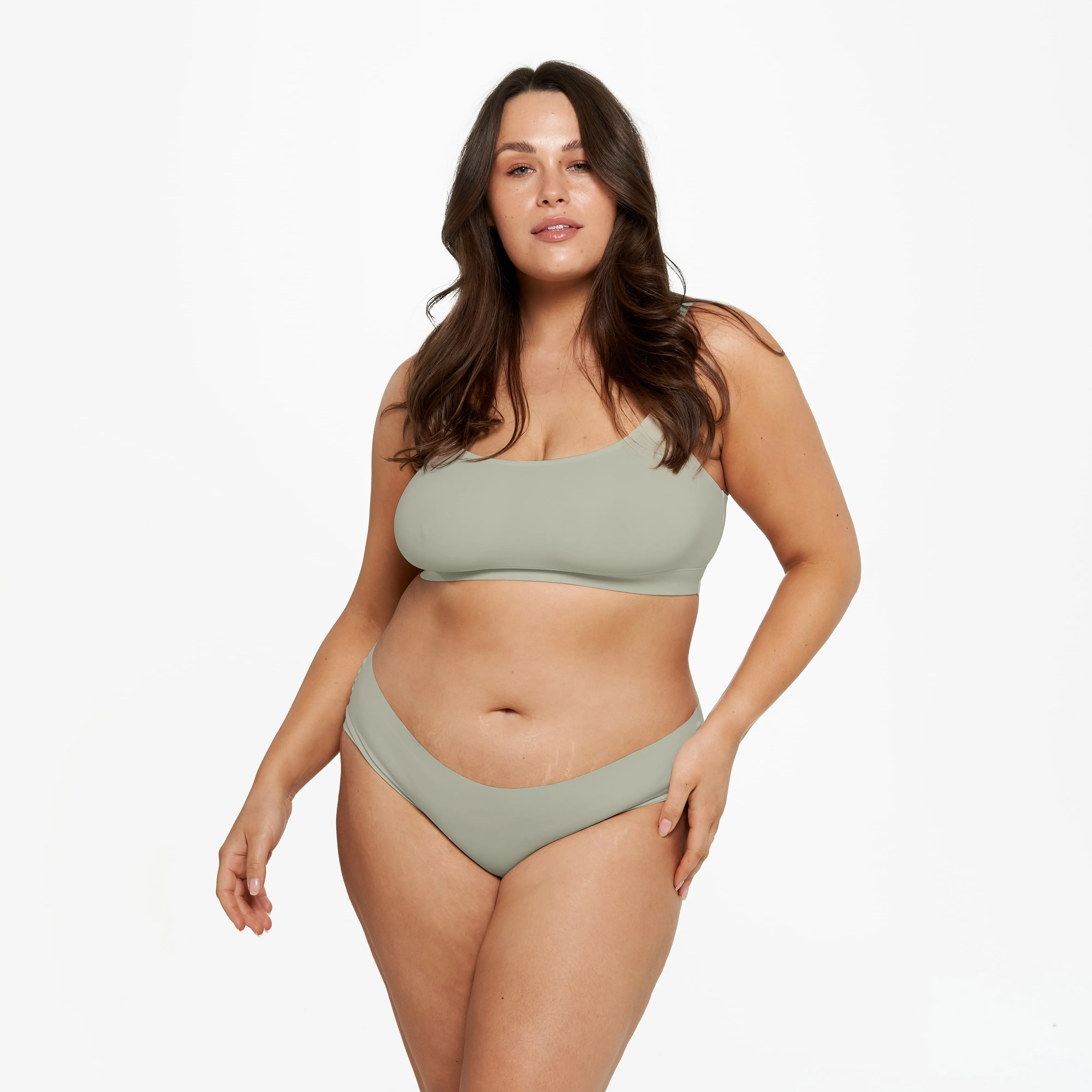 Mid-Rise Bikini Brief - Seamless Ultrasmooth 2.0 - Moss sold by Peach Underwear