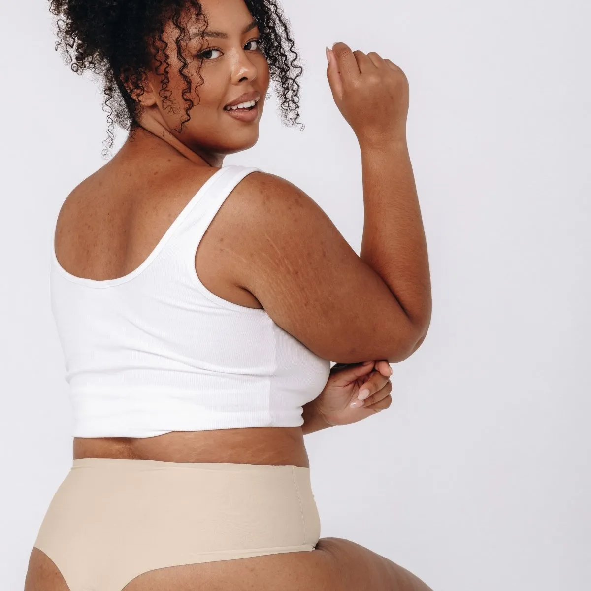 High-Rise Thong - Seamless Cotton - Buttermilk sold by Peach Underwear