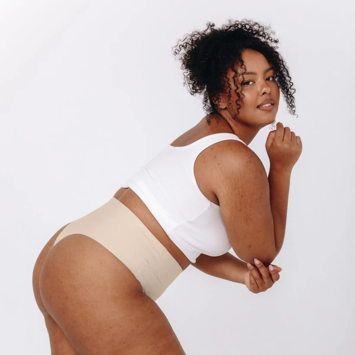 High-Rise Thong - Seamless Cotton - Buttermilk sold by Peach Underwear product image thumbnail 3