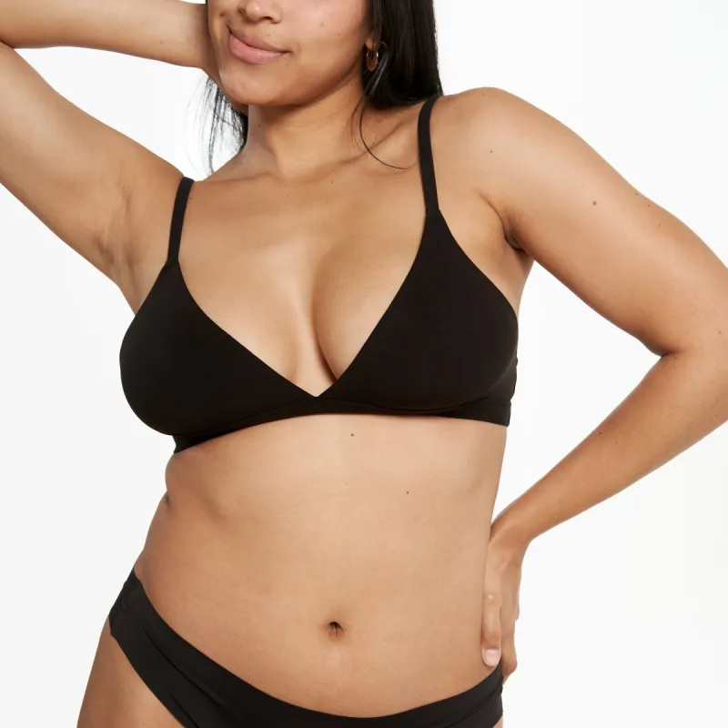 Triangle Bralette - Super Stretch - Black sold by Peach Underwear