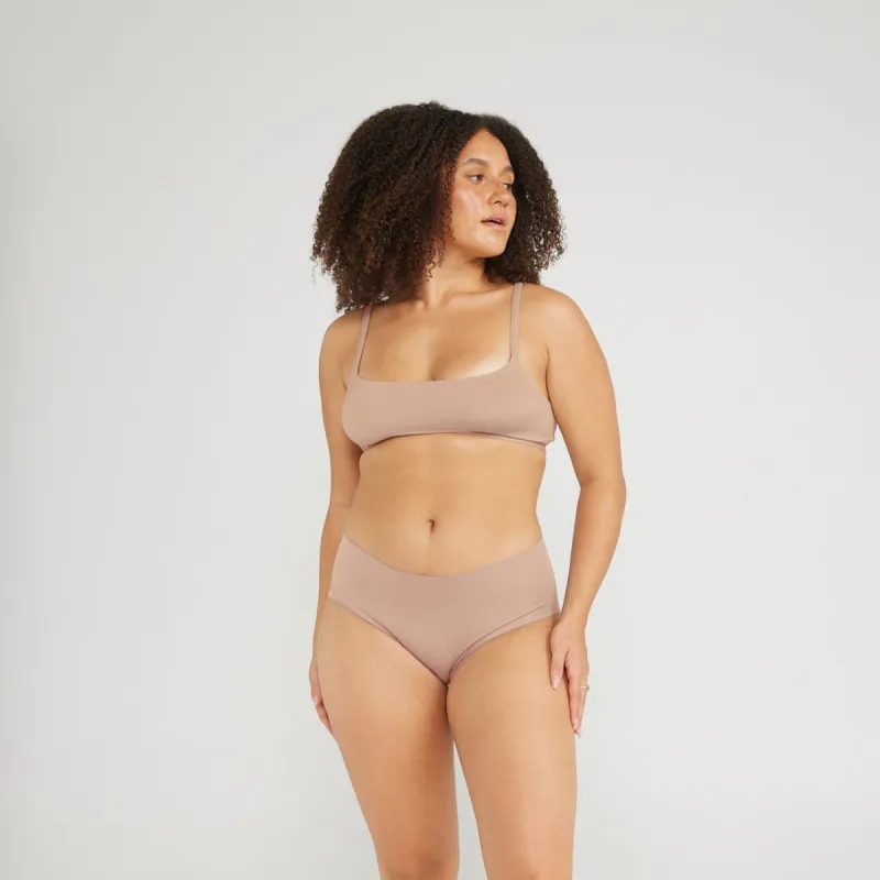 Mid-Rise Bikini - Seamless Cotton - Latte sold by Peach Underwear
