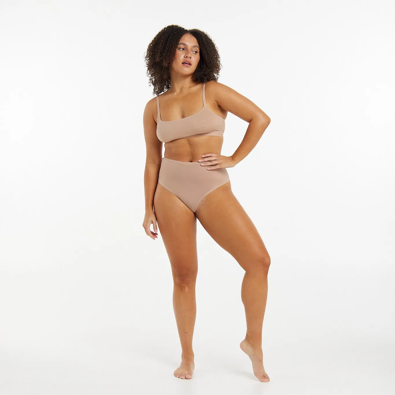 High-Rise Thong - Super Stretch - Latte sold by Peach Underwear