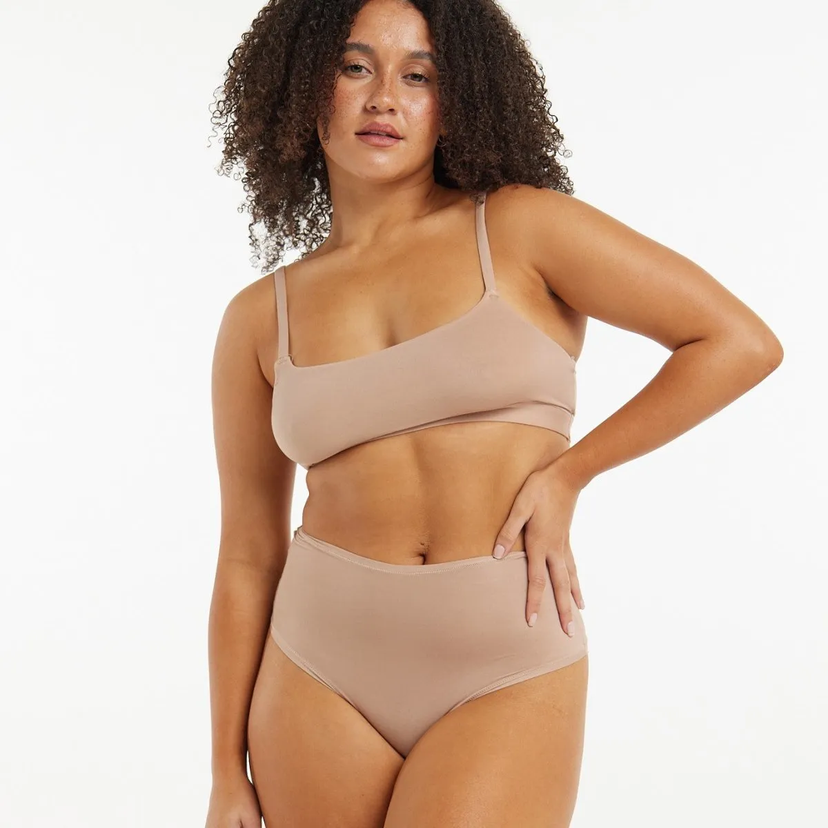 High-Rise Thong - Super Stretch - Latte sold by Peach Underwear product image thumbnail 3