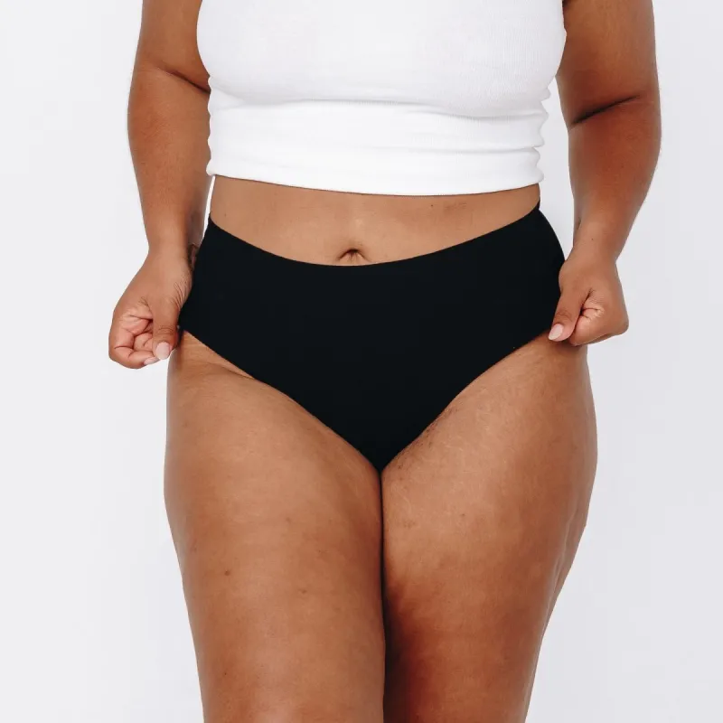 Mid-Rise Cheeky - Seamless Cotton - Black sold by Peach Underwear