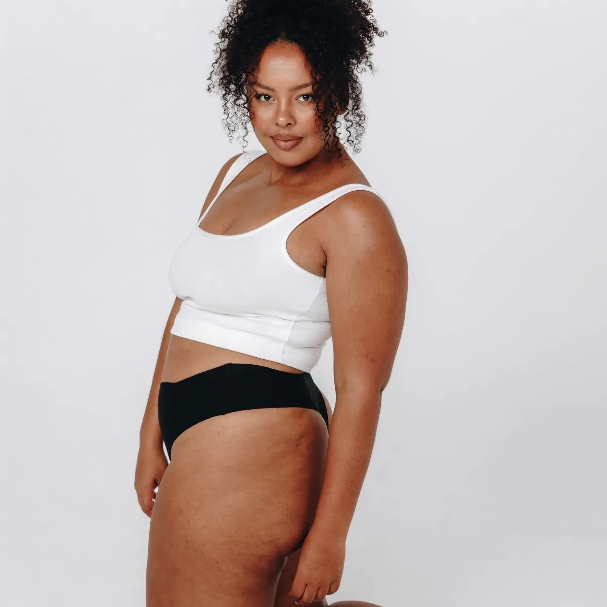 Mid-Rise Thong - Seamless Cotton - Black sold by Peach Underwear