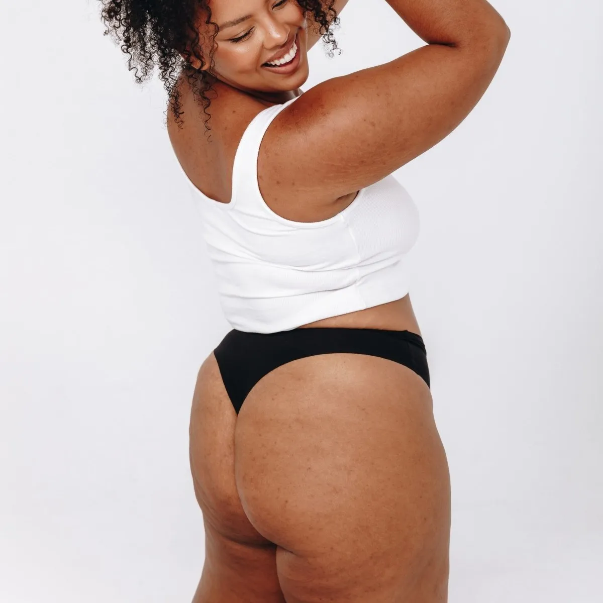 Mid-Rise Thong - Seamless Cotton - Black sold by Peach Underwear product image thumbnail 2