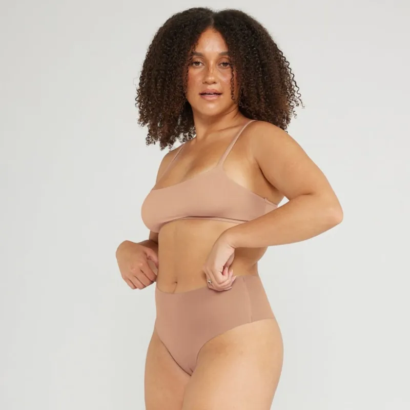 Mid-Rise Thong - Seamless Cotton - Latte sold by Peach Underwear