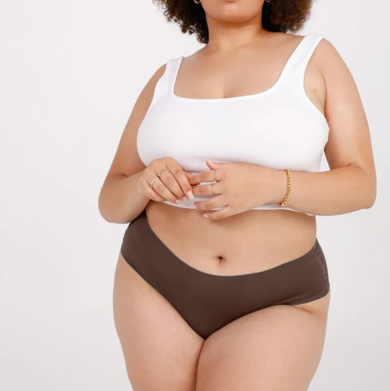 Mid-Rise Cheeky - Seamless Ultrasmooth - Peppercorn sold by Peach Underwear