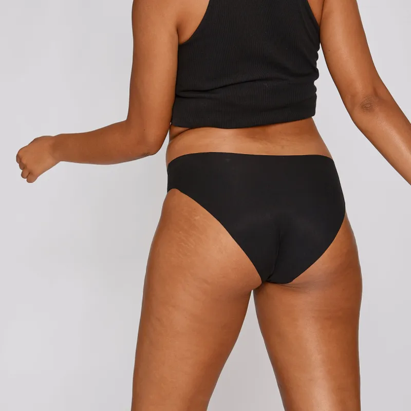 Original-Rise Bikini Brief - Seamless Cotton - Black sold by Peach Underwear