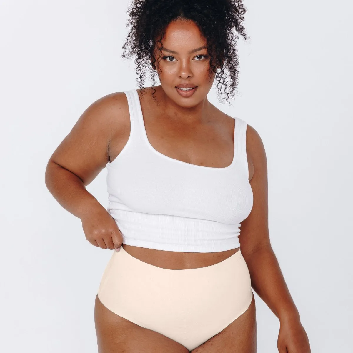 High-Rise Cheeky - Seamless Cotton - Vanilla sold by Peach Underwear