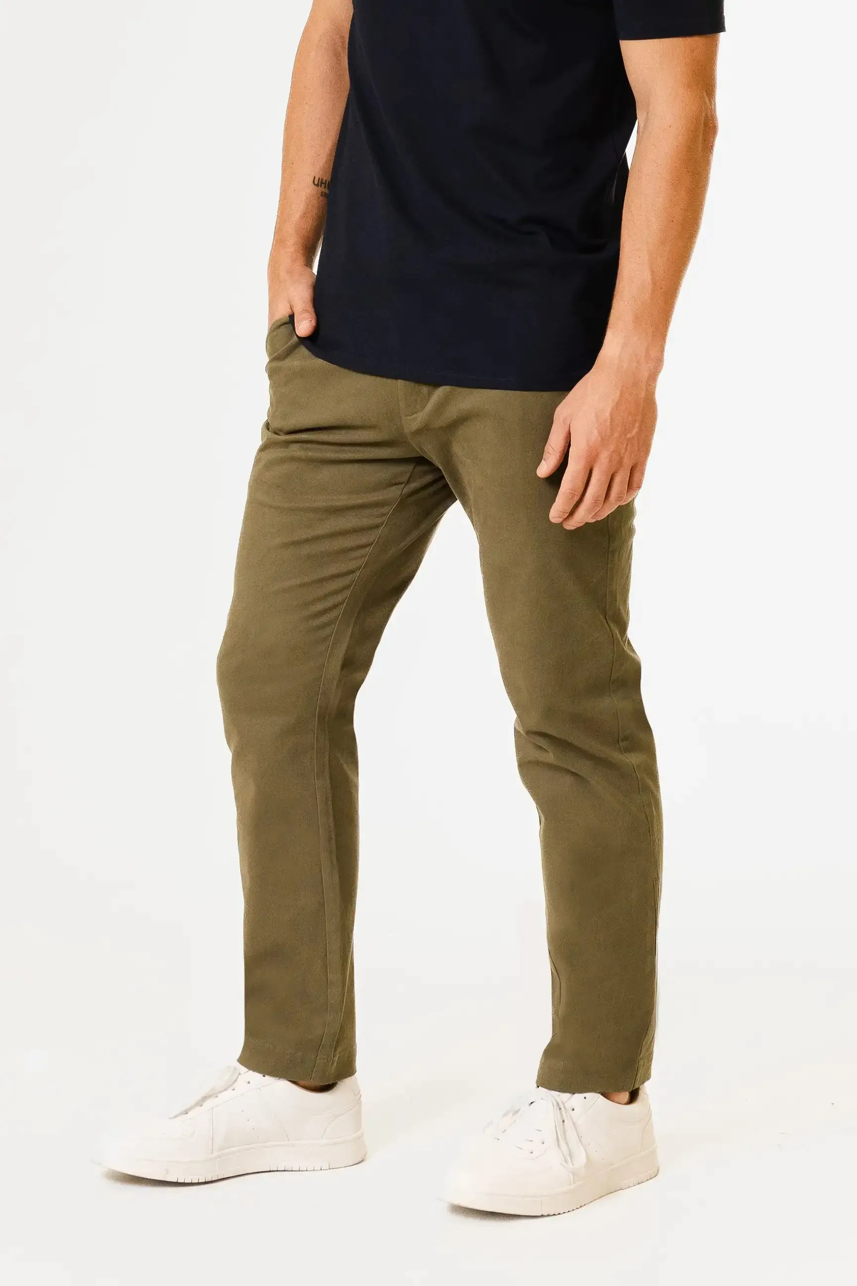 White Crew + Olive Chinos sold by Pearler product image thumbnail 3