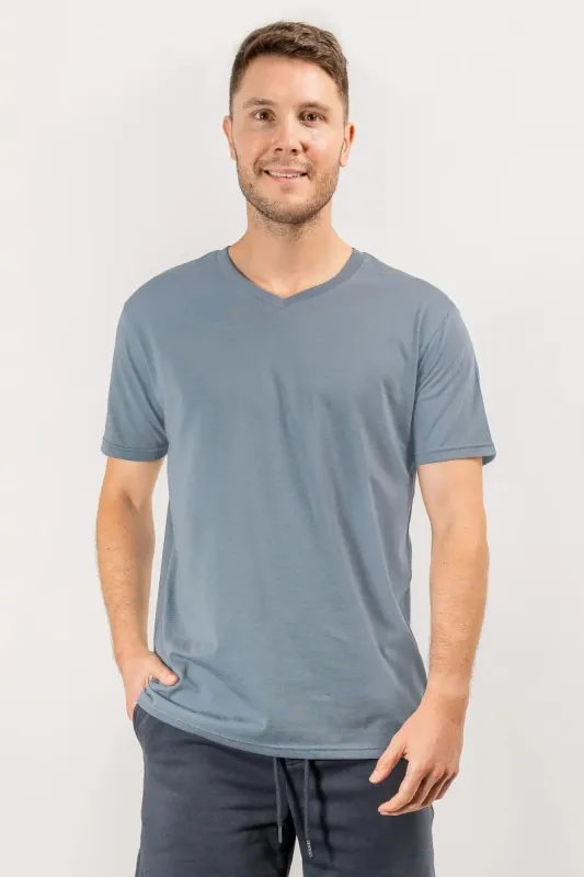 Short Sleeve V Neck - Denim sold by Pearler