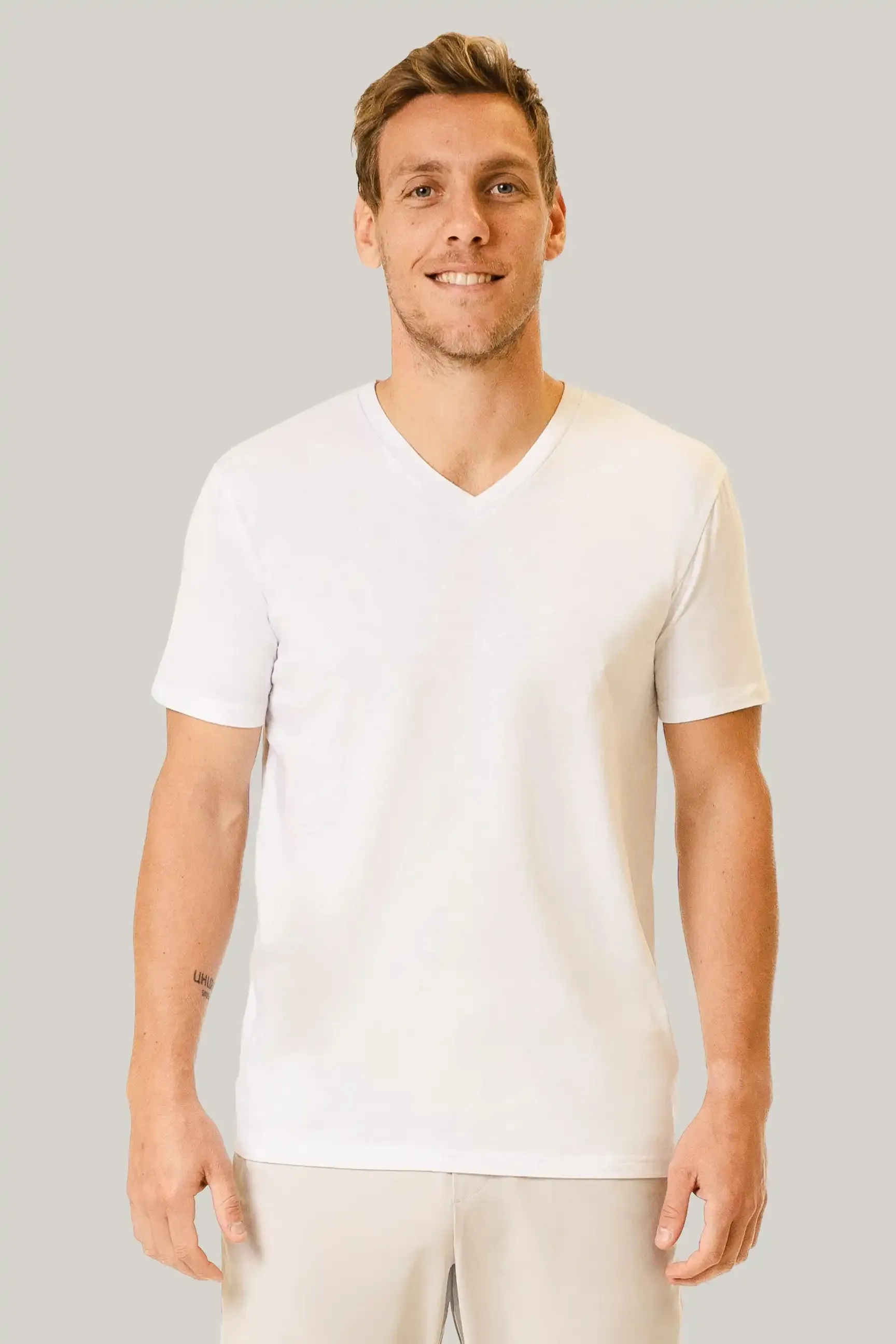 Classic V Neck - Crisp White sold by Pearler