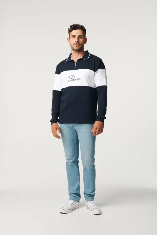 Rugby Quarter Zip - Navy/White sold by Pearler