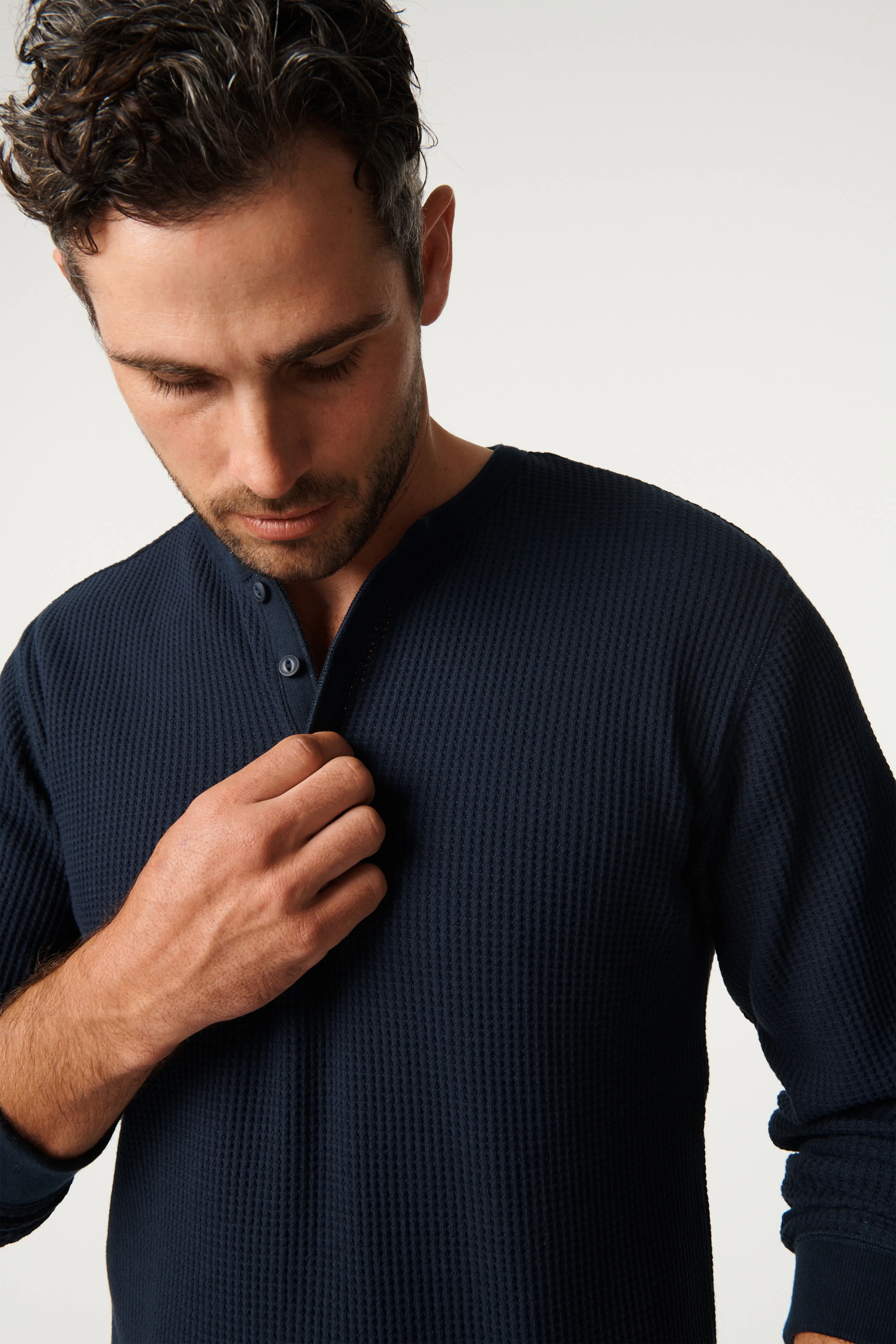 Waffle Henley - Navy sold by Pearler product image thumbnail 2