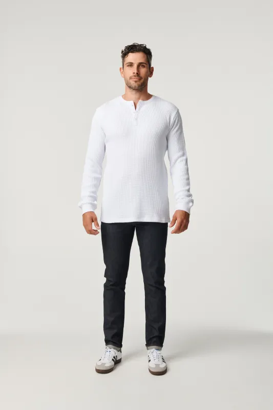 Waffle Henley - Crisp White sold by Pearler