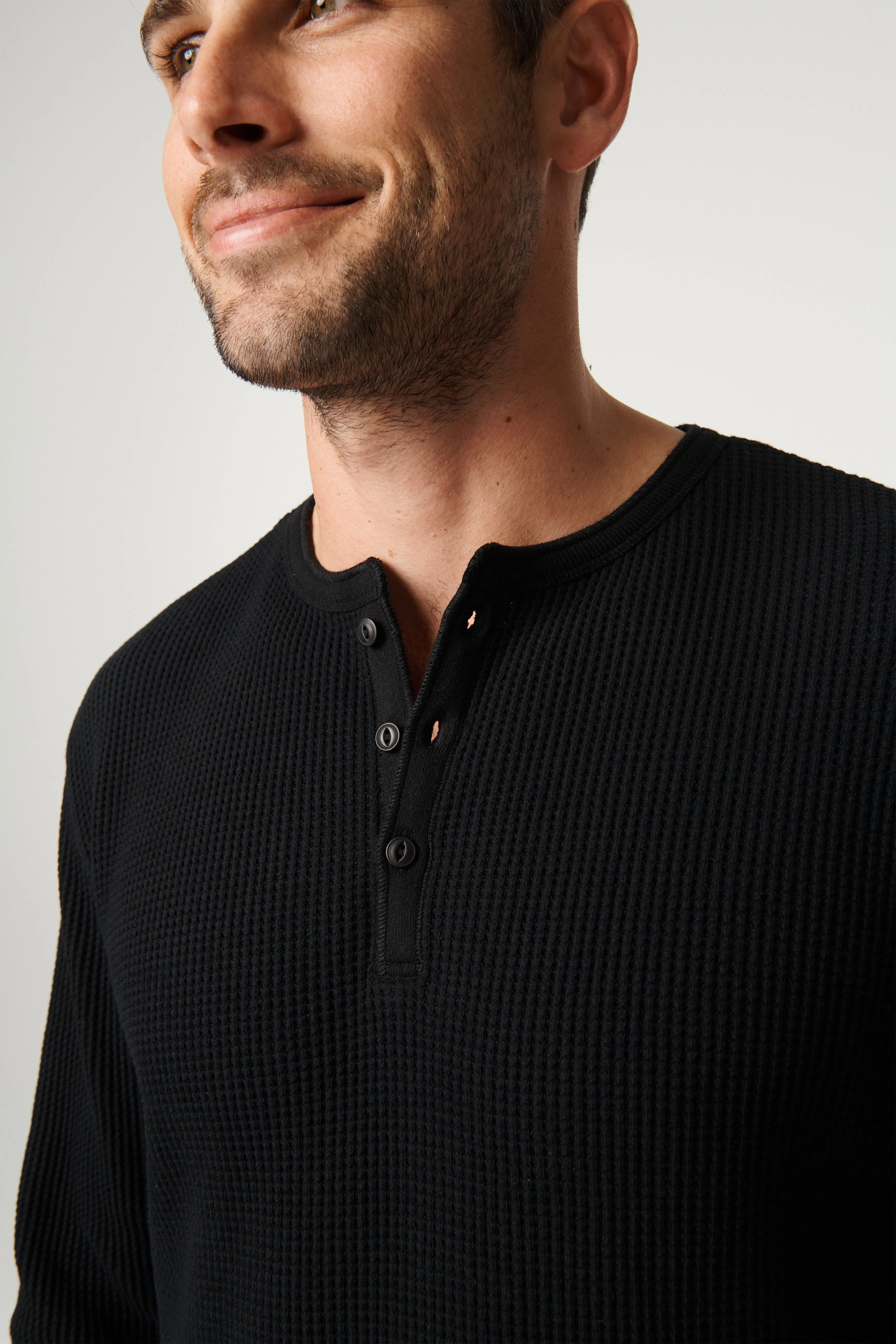 Waffle Henley - Jet Black sold by Pearler product image thumbnail 2