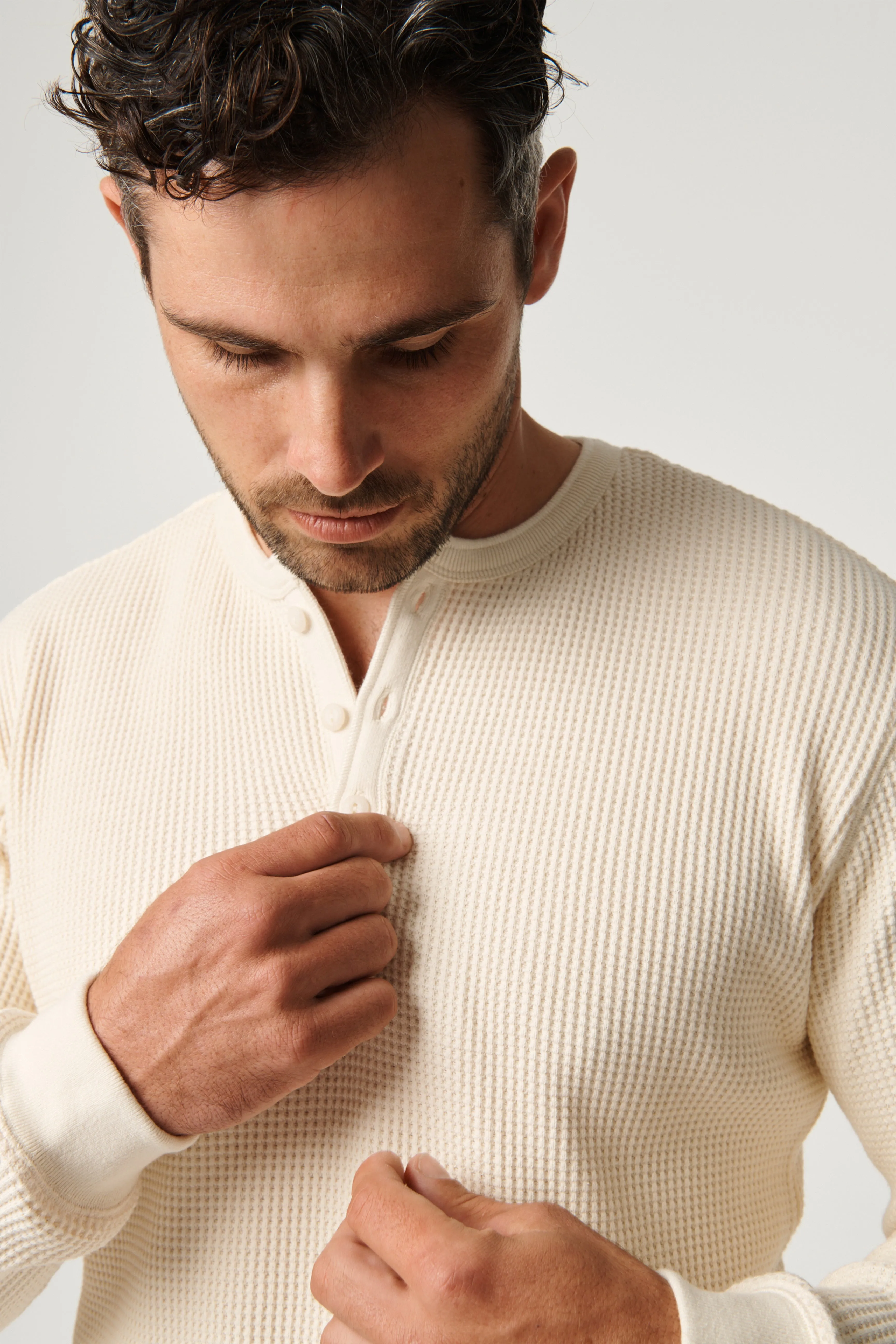 Waffle Henley - Biscuit sold by Pearler product image thumbnail 2
