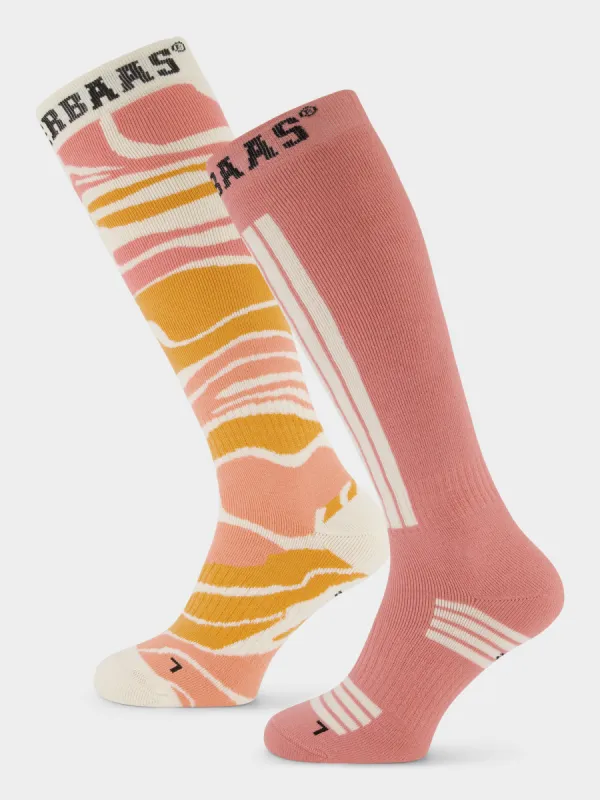 Ski Socks 2-pack | Zebra Pink sold by Poederbaas