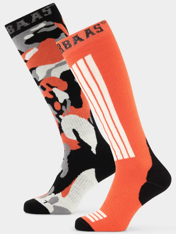 Camo Ski Socks 2-pack | Orange Multi sold by Poederbaas