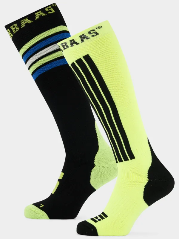 Striped Ski Socks 2-pack | Black Multi sold by Poederbaas
