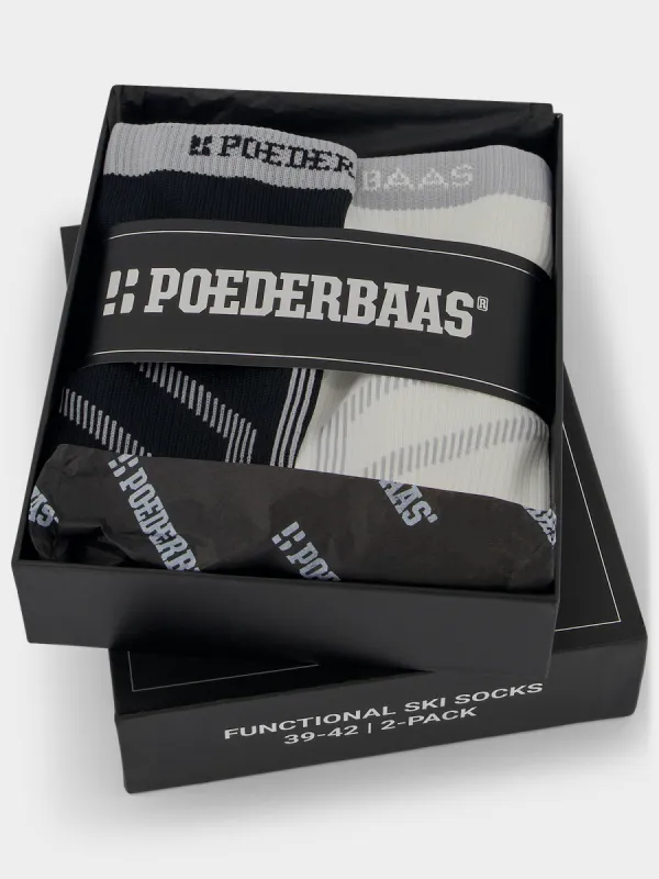 Giftbox Ski Socks 2-pack | Black White sold by Poederbaas