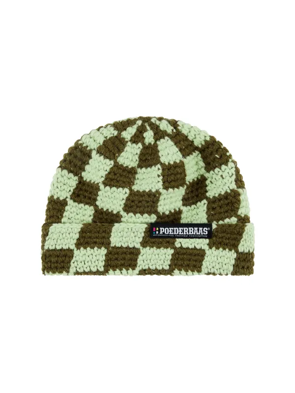 Checkerboard Beanie | Olive Green sold by Poederbaas