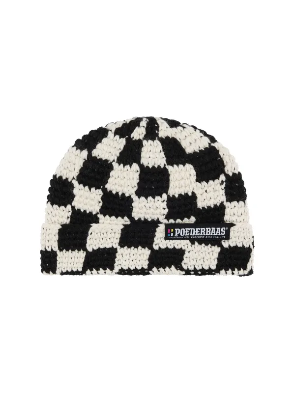 Checkerboard Beanie | Black White sold by Poederbaas
