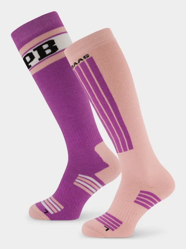 Ski Socks 2-pack | Swedish Pink sold by Poederbaas