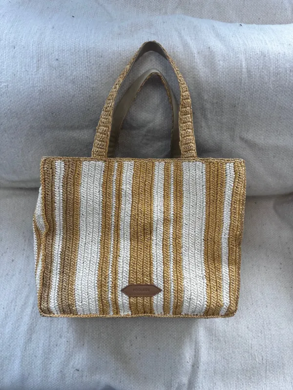 SALE / STRIPED RAFFIA TOTE sold by Poolside