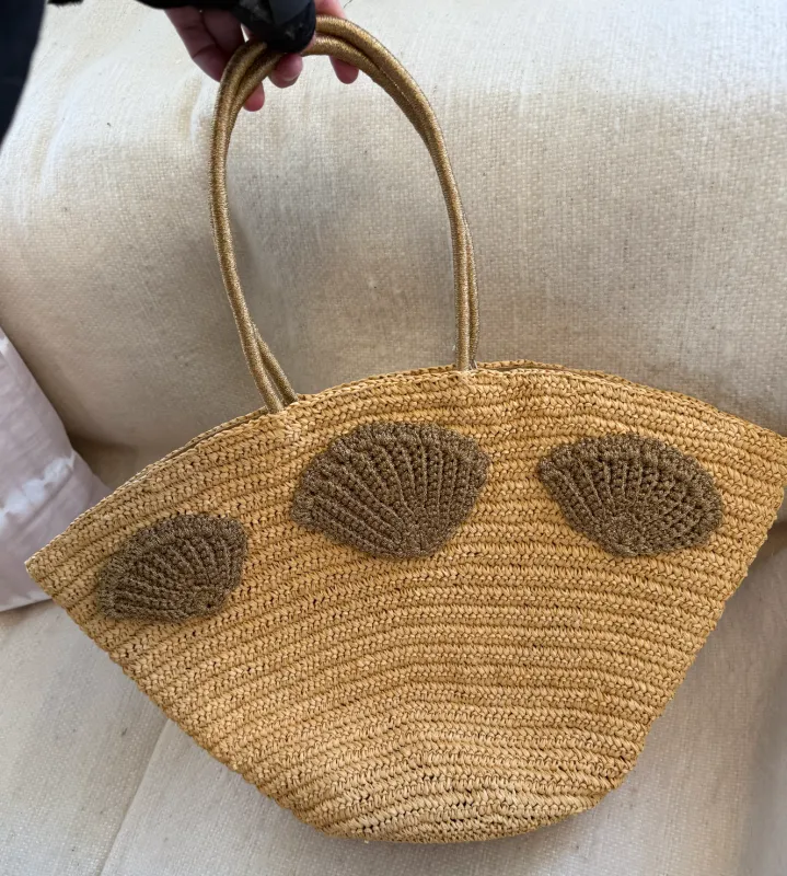 SALE - Raffia sea shell tote sold by Poolside
